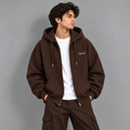Dark drown baggy Zip Hoodie