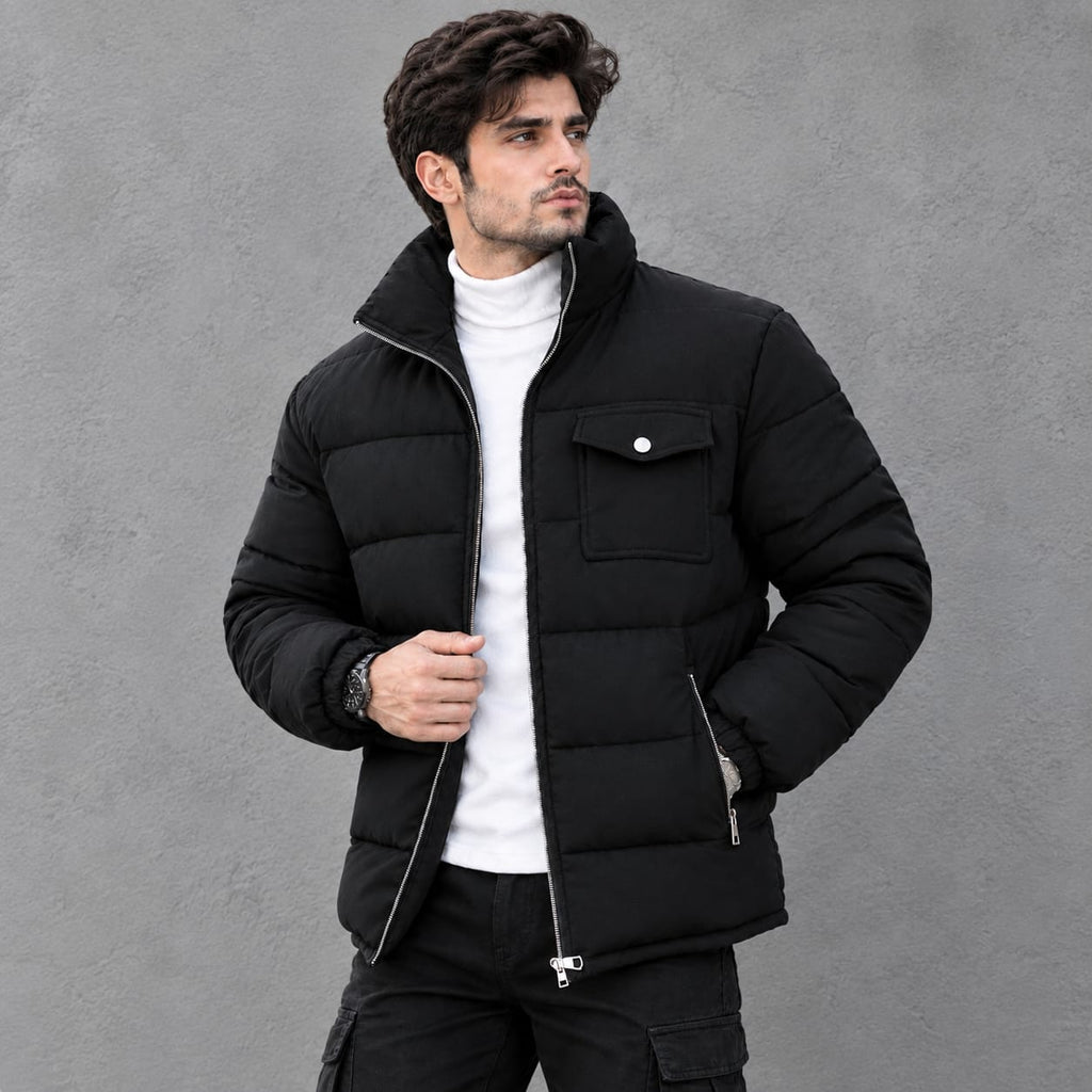 Men's Black Quilted Puffer Jacket