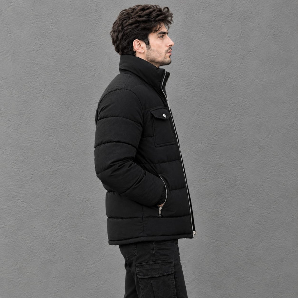 Men's Black Quilted Puffer Jacket